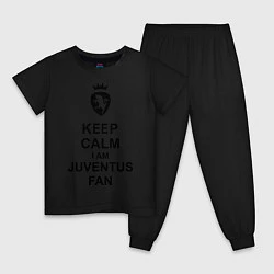 Пижама хлопковая детская Keep Calm & Juventus fan, цвет: черный