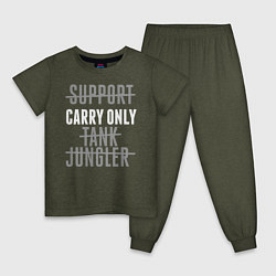 Пижама хлопковая детская Carry only, цвет: меланж-хаки