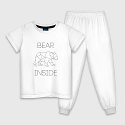 Пижама хлопковая детская Bear Inside, цвет: белый