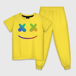 Пижама хлопковая детская Marshmello: Rainbow Face, цвет: желтый