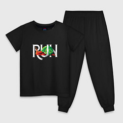Пижама хлопковая детская Run Snail, цвет: черный