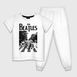 Пижама хлопковая детская The Beatles: Mono Abbey Road цвета белый — фото 1