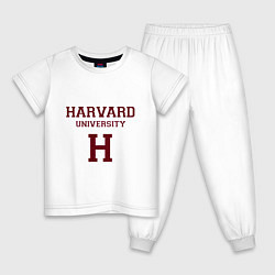 Пижама хлопковая детская Harvard University, цвет: белый