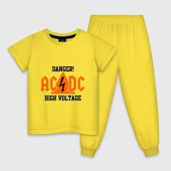 Пижама хлопковая детская AC/DC: High Voltage, цвет: желтый