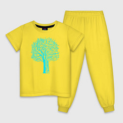 Пижама хлопковая детская Cyberpunk 2077: Blue Tree, цвет: желтый