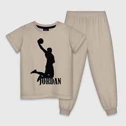 Пижама хлопковая детская Jordan Basketball, цвет: миндальный