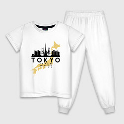 Пижама хлопковая детская Токио - Япония, цвет: белый