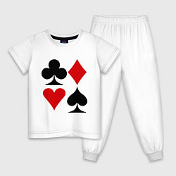Пижама хлопковая детская Масти карт, цвет: белый