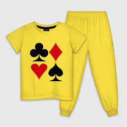 Пижама хлопковая детская Масти карт, цвет: желтый