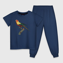 Пижама хлопковая детская Попугай аратинга, цвет: тёмно-синий