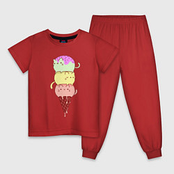 Пижама хлопковая детская Котомороженка, цвет: красный