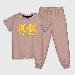 Пижама хлопковая детская ACDC BACK IN BLACK, цвет: пыльно-розовый