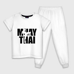 Пижама хлопковая детская Muay thai цвета белый — фото 1