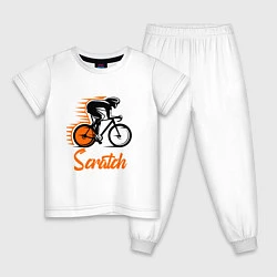 Пижама хлопковая детская Cycling scratch race, цвет: белый