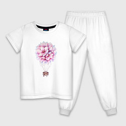 Пижама хлопковая детская Воздушные Цветы, цвет: белый