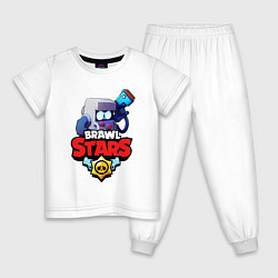 Пижама хлопковая детская BRAWL STARS 8-BIT, цвет: белый