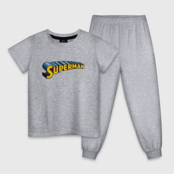 Пижама хлопковая детская Superman цвета меланж — фото 1