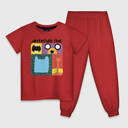 Пижама хлопковая детская Время приключений, цвет: красный