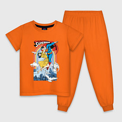 Пижама хлопковая детская Superman, цвет: оранжевый