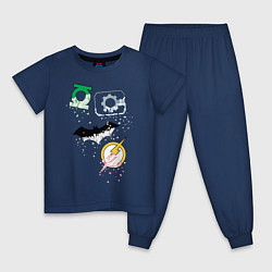 Пижама хлопковая детская Логотипы Justice League, цвет: тёмно-синий