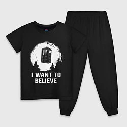 Пижама хлопковая детская I WANT TO BELIEVE, цвет: черный