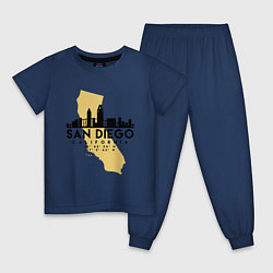 Пижама хлопковая детская Сан-Диего Калифрния, цвет: тёмно-синий