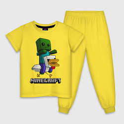 Пижама хлопковая детская MINECRAFT, цвет: желтый