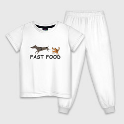 Пижама хлопковая детская Fast food цвет, цвет: белый