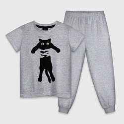 Пижама хлопковая детская Черный кот в руках, цвет: меланж