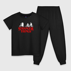 Пижама хлопковая детская STRANGER THINGS, цвет: черный