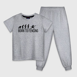Пижама хлопковая детская Born to Fencing, цвет: меланж