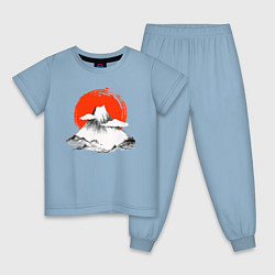 Пижама хлопковая детская Гора Фудзияма, цвет: мягкое небо
