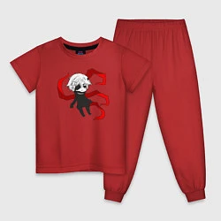 Пижама хлопковая детская Токийский гуль, цвет: красный