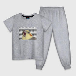 Пижама хлопковая детская Орущий попугай, цвет: меланж