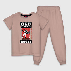 Пижама хлопковая детская Old School Rugby, цвет: пыльно-розовый