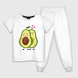 Пижама хлопковая детская Влюбленные Веганы Авокадо, цвет: белый