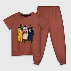 Пижама хлопковая детская Bryant, Jordan, James, цвет: кирпичный