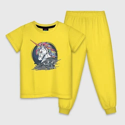 Пижама хлопковая детская Единорог Rock, цвет: желтый