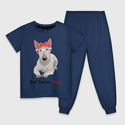 Пижама хлопковая детская Bull terrier Mom, цвет: тёмно-синий