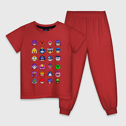 Пижама хлопковая детская BRAWL STARS, цвет: красный