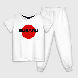 Пижама хлопковая детская SUBARU, цвет: белый