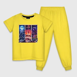 Пижама хлопковая детская STRANGER THINGS, цвет: желтый