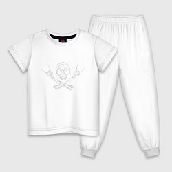 Пижама хлопковая детская Череп, цвет: белый