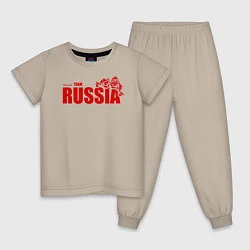 Пижама хлопковая детская Russia, цвет: миндальный