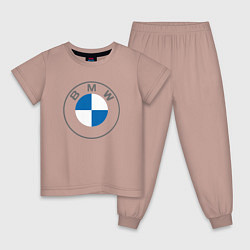 Пижама хлопковая детская BMW LOGO 2020, цвет: пыльно-розовый