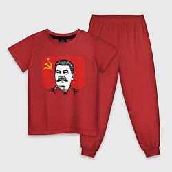 Пижама хлопковая детская Сталин и флаг СССР, цвет: красный