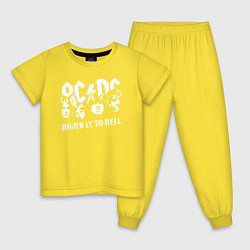 Пижама хлопковая детская ACDC Highway to Hell, цвет: желтый