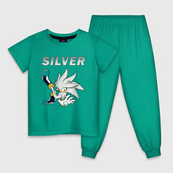 Пижама хлопковая детская SONIC Silver, цвет: зеленый
