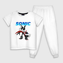Пижама хлопковая детская SONIC, цвет: белый