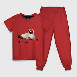 Пижама хлопковая детская Мама сиамского кота, цвет: красный
